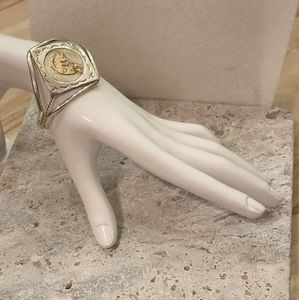 Vintage Kokopelli Sterling Silver and 12 kt Gold Cuff Bracelet